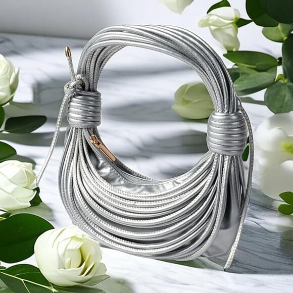 Knotted Noodle Bag HOBO Handbag Faux Leather New Unique Design Shoulder Bag - Picture 5 of 8